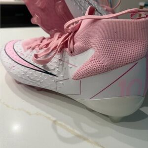 Adult size 44 Pink White Soccer Cleats - October Cancer Awareness . Never worn
